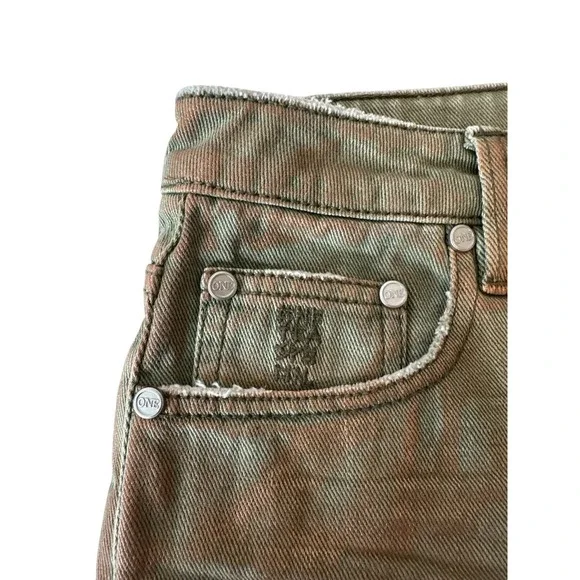 One Teaspoon Jean Shorts Women 26 Green GoldDistressed summer Vacation‎ New